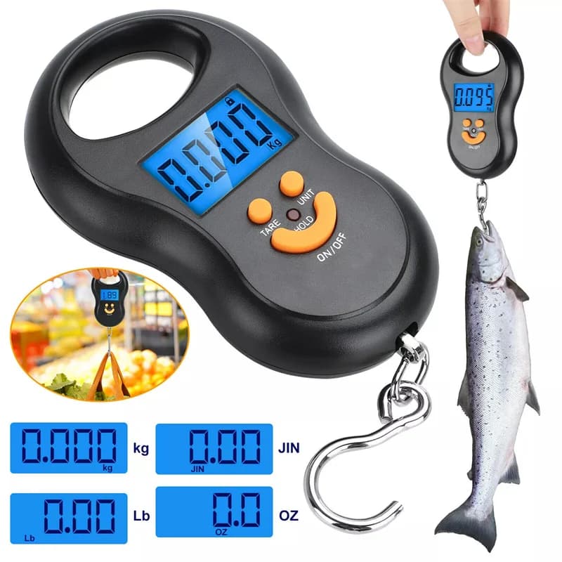 Balance numérique pêche 50kg/10g avec rétroéclairage - Pèse-poisson et bagages électronique portable
