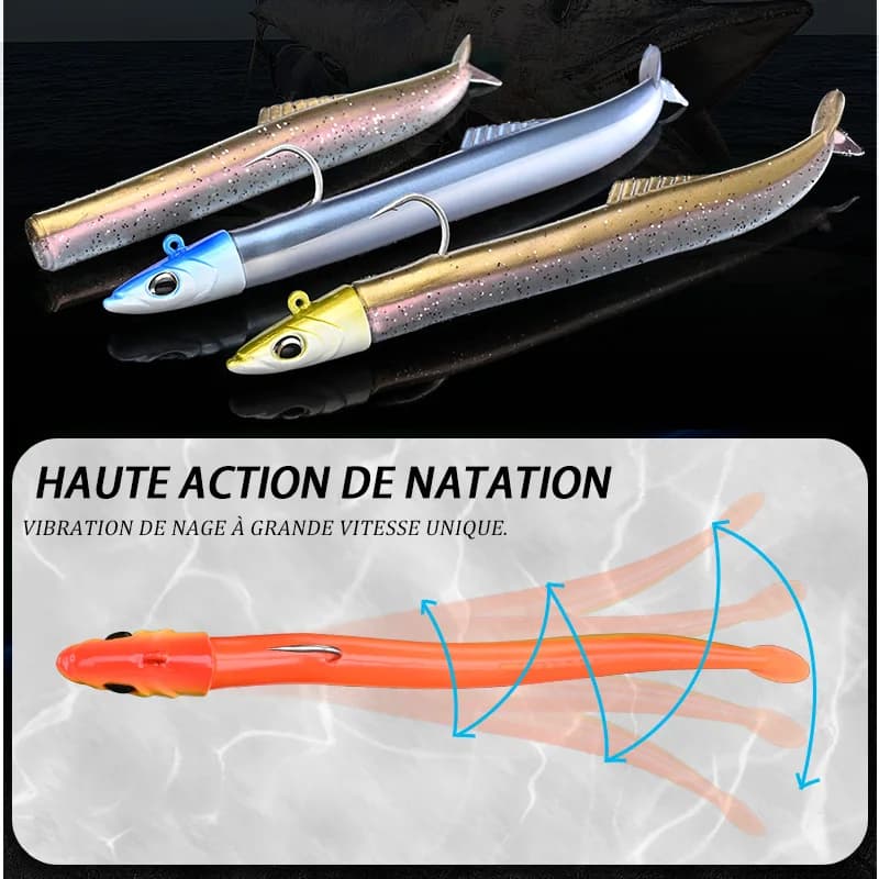 Leurre souple BLUX FLASH SAND EEL 14g/27g pour bar et prédateurs marins - appât artificiel
