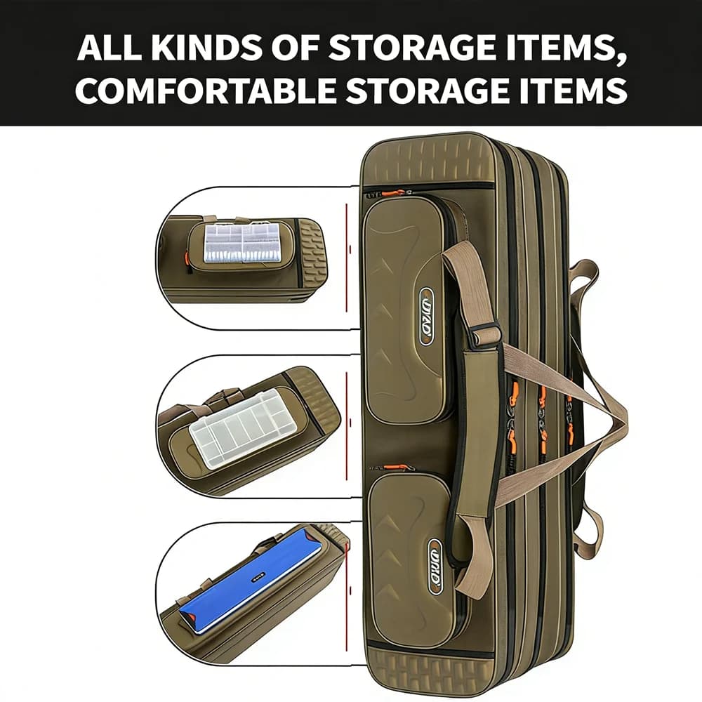 Sac canne pêche rigide multifonction 2/3/4 couches 80-130cm : étui rangement équipement Oxford