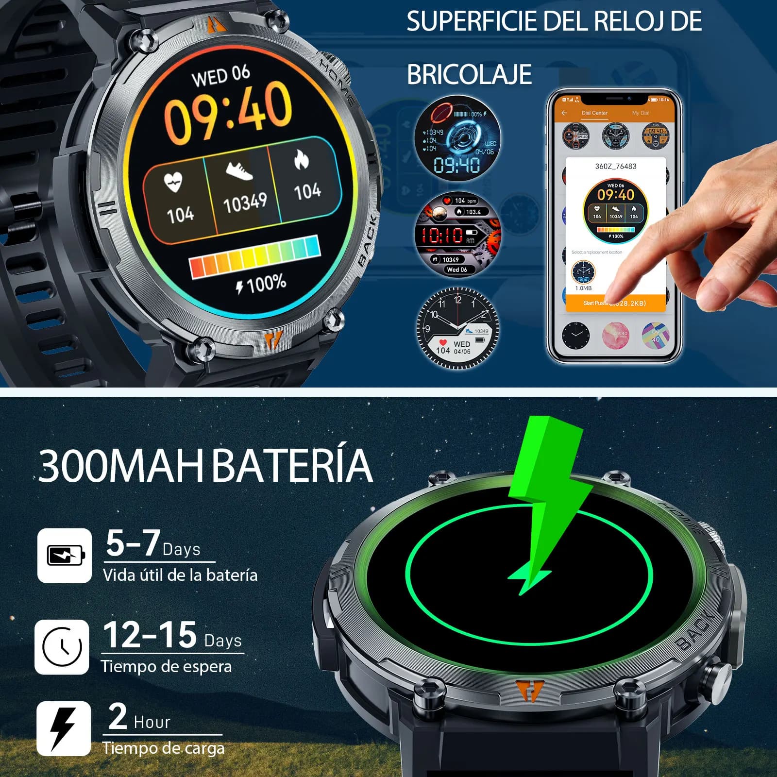 Montre connectée EIGIIS KE3 étanche 3ATM Bluetooth appel santé 100+ modes sport lampe torche