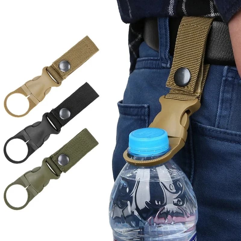 Porte-bouteille clipable nylon avec mousqueton pour ceinture sac à dos équipement pêche et randonnée