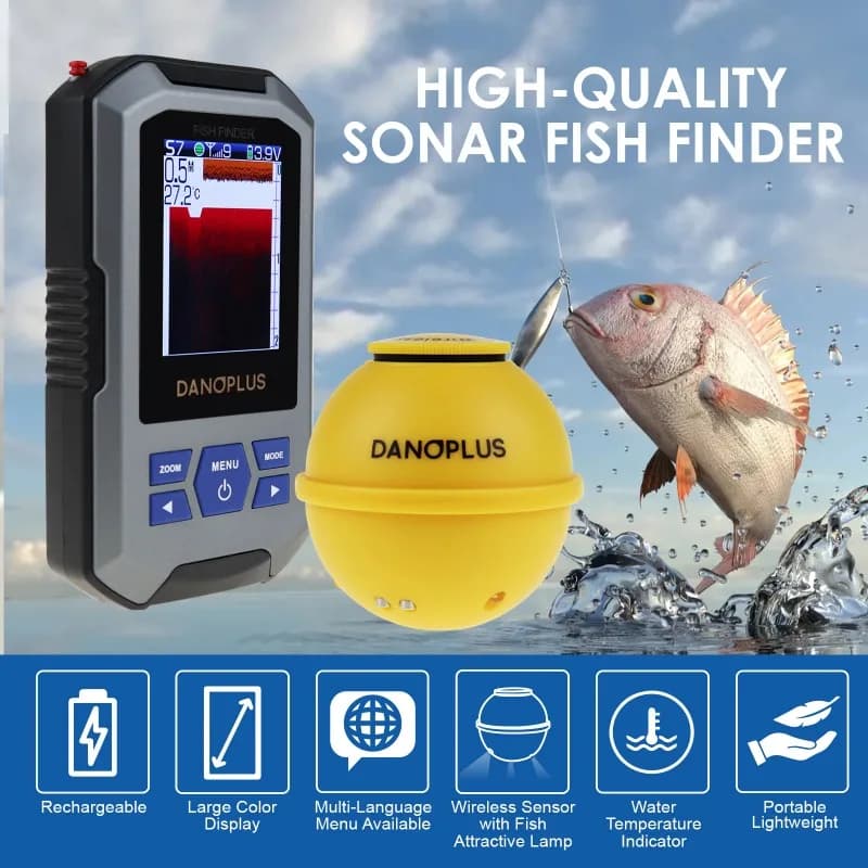 Détecteur poissons numérique sans fil 45m profondeur écran couleur LCD grand format lampe attractive capteur intégré