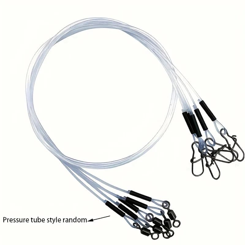 Bas de ligne fluorocarbone 12 pièces avec émerillon rotatif 360° - Pêche brochet, perche - Eau douce et mer