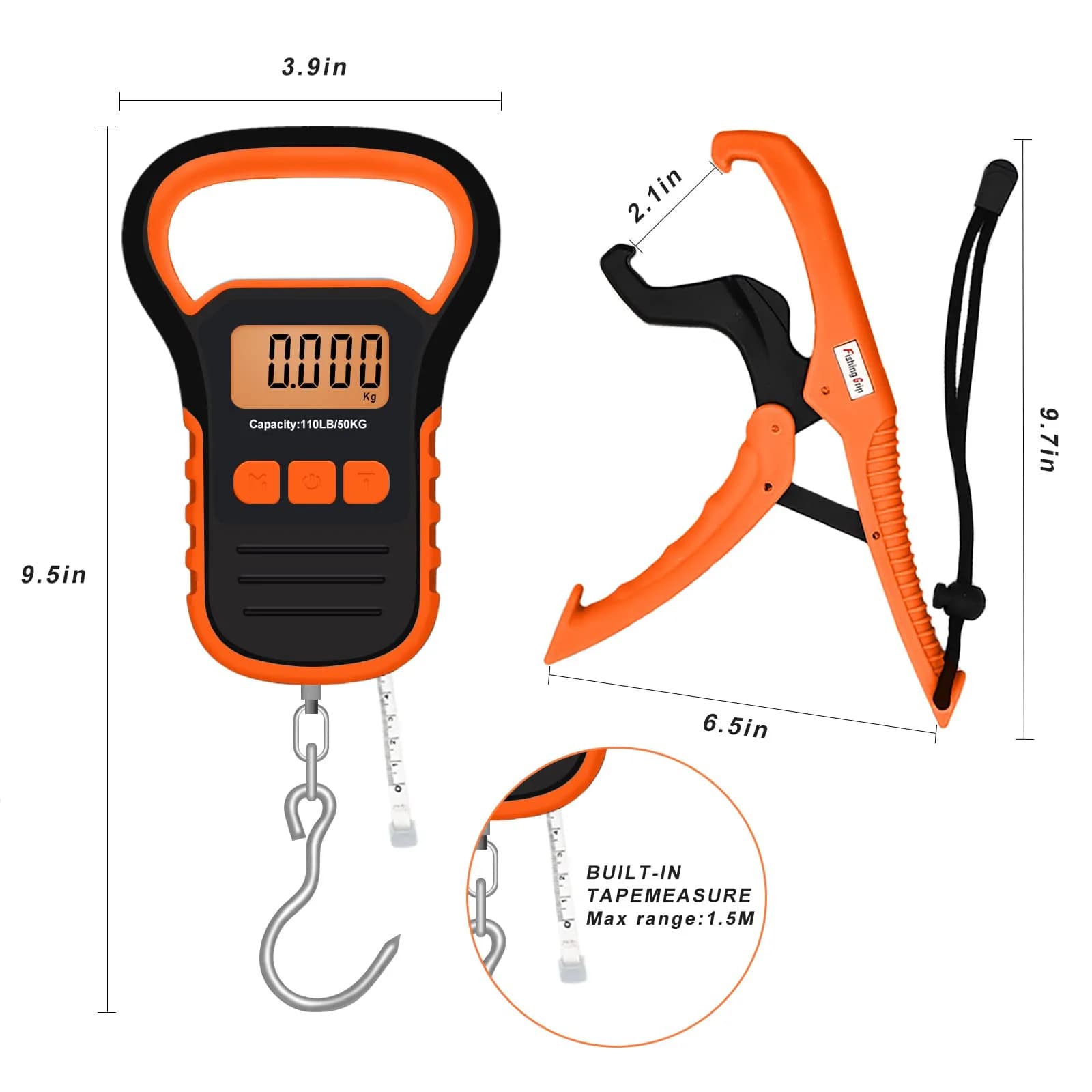 Balance numérique pêche 50kg avec pince à lèvres - Écran LCD rétroéclairé pour pesée précise poissons