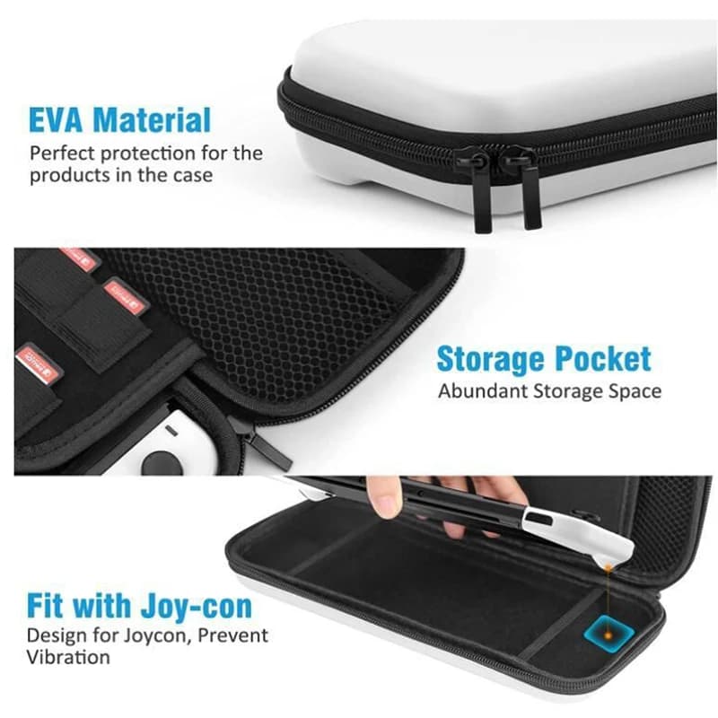 Étui de transport pour Nintendo Switch OLED avec 20 cartouches de jeu - Coque rigide protectrice