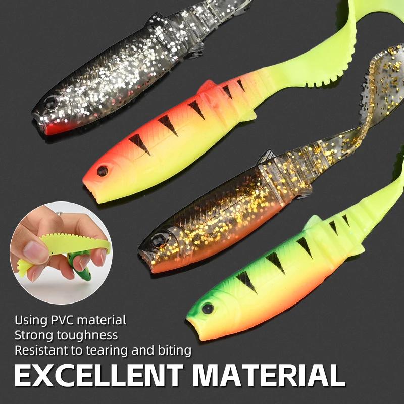Leurre souple silicone MEREDITH Cannibal Curved Tail 70mm 90mm pour la pêche du bar et carnassiers