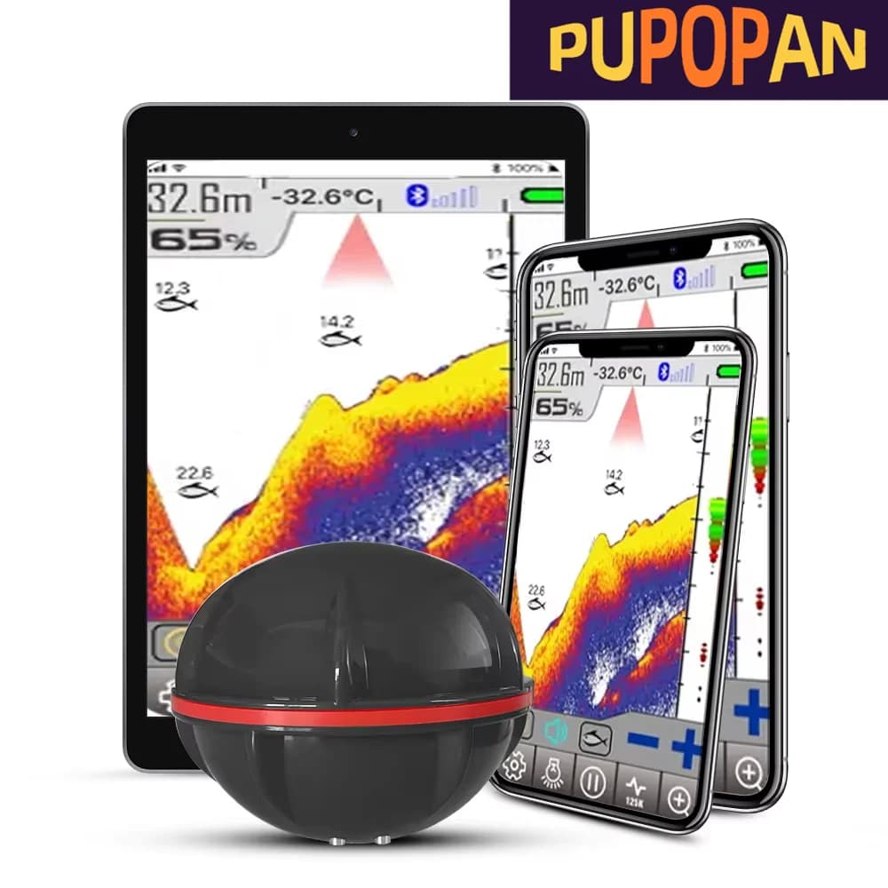 Sonar sans fil Smart Fishfinder 125KHz pour bateau et rive avec contrôle GPS via application smartphone