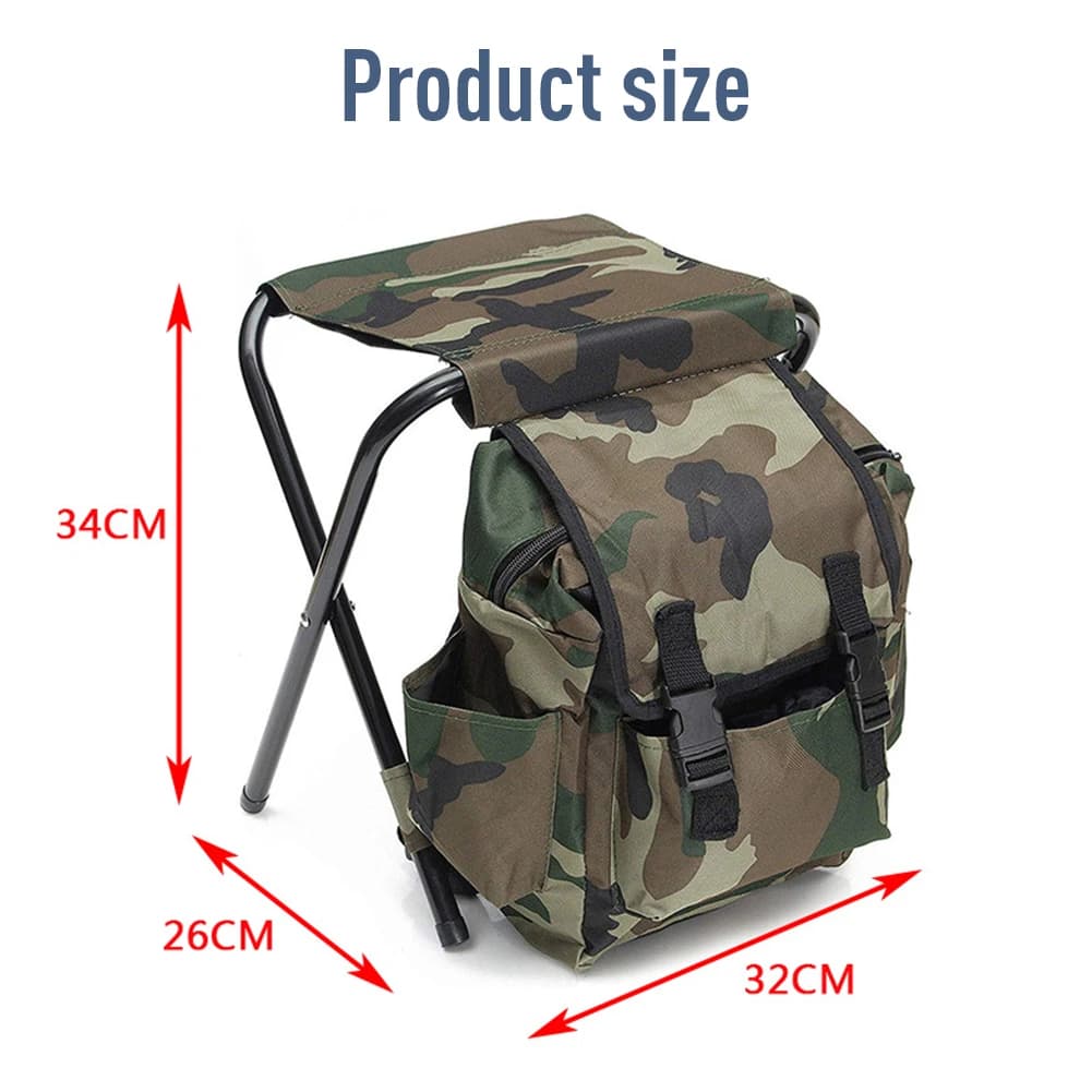 Tabouret pliant camouflage pêche 100kg capacité avec sac à dos pour camping côtier