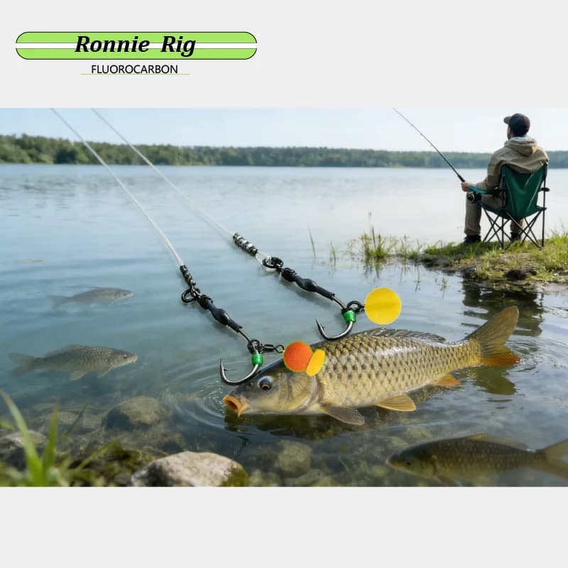 Montages carp fishing Ronnie Rigs 6 pcs fluorocarbone prêts à l'emploi pour pêche de la carpe