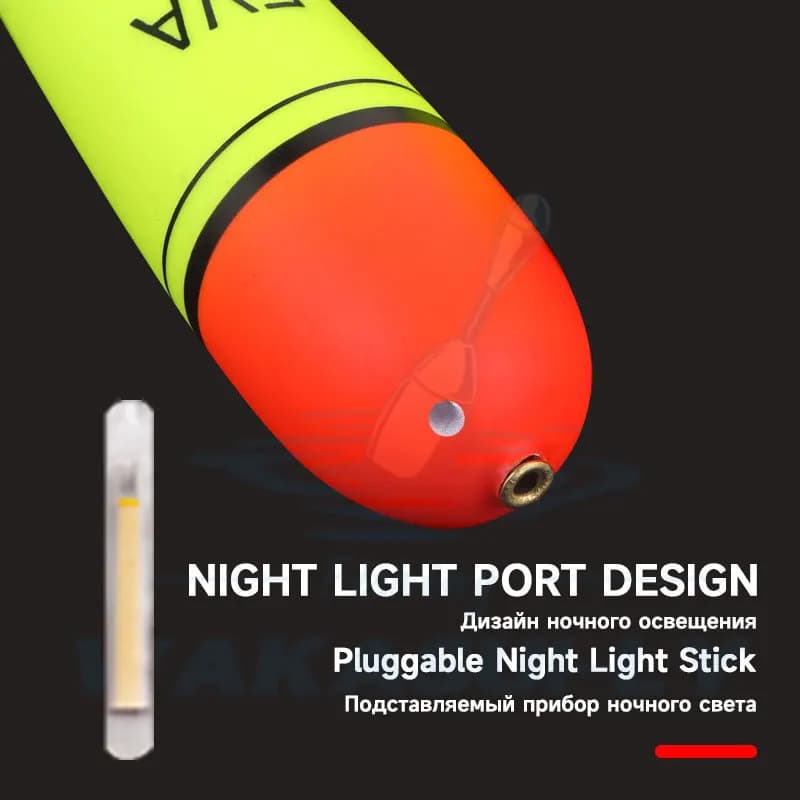 Flotteur coulissant grande portée pour bar et pêche en mer, avec bouchon fluorescent amovible et corps ventru