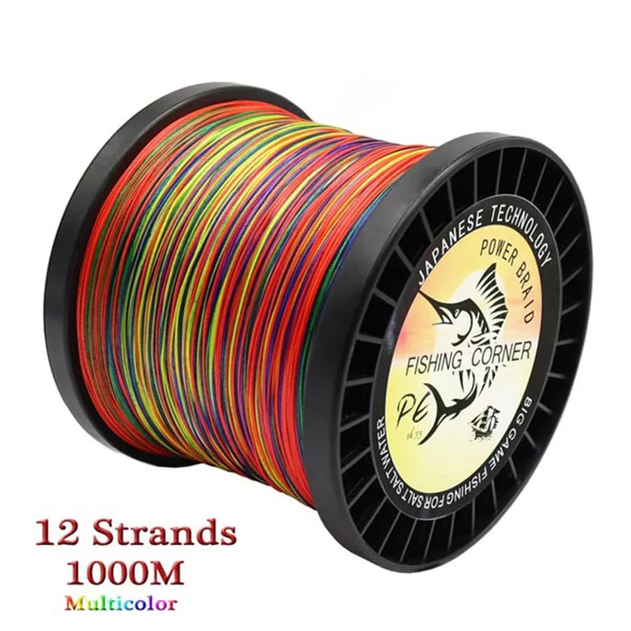 Ligne de pêche PE japonaise 12 brins 1000m multifilament 25-230LB résistante pour mer et surfcasting