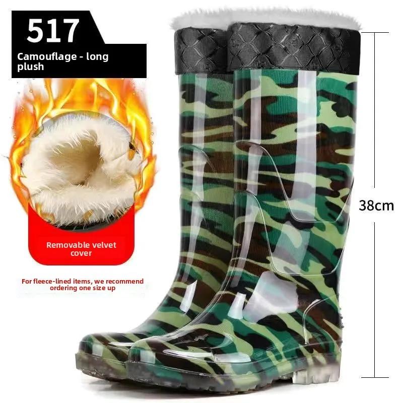 Bottes de pluie camouflage tube haut adulte waterproof antidérapantes pêche chaussures aquatiques camouflage