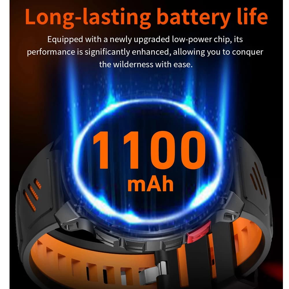Smartwatch T-Rex3 Pro 1100mAh étanche 5ATM GPS - Montre militaire pour pêche sportive extrême