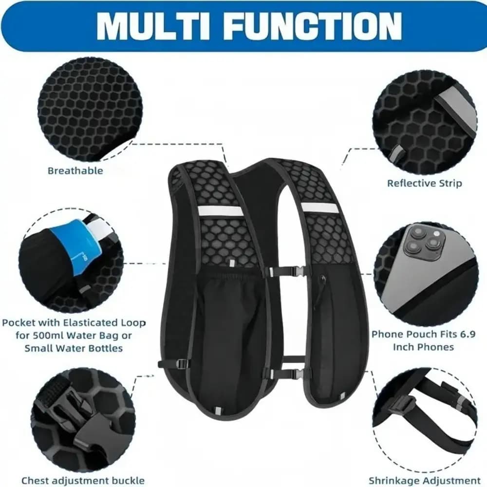 Veste de running hydratation réfléchissante légère homme femme marathon randonnée étanche