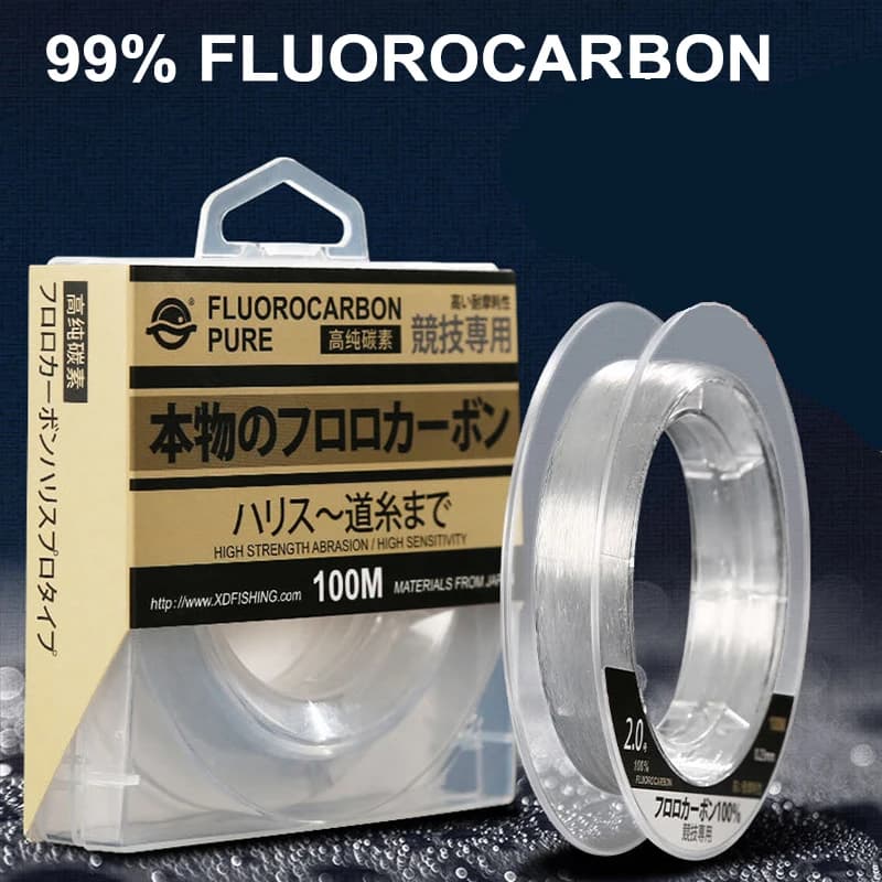 Ligne fluorocarbone 99% japonaise 100m 1-25kg pour pêche mer et eau douce coulante