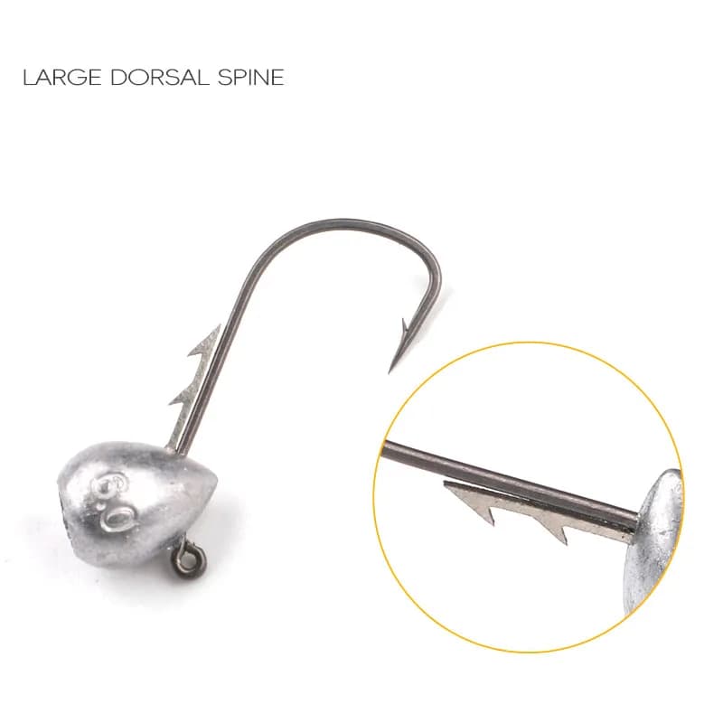 Lot de 5 hameçons jig tête exposée 2.5g à 6g pour leurre souple truite et sébaste,
