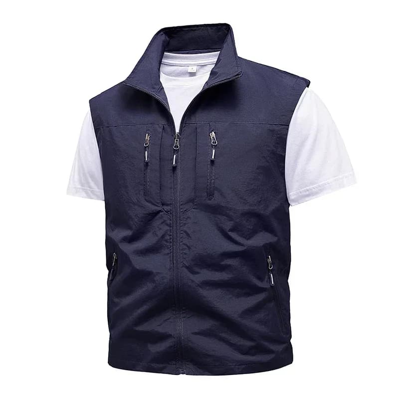 Veste de pêche sans manches homme été mesh multi-poches pour outils extérieur 5XL