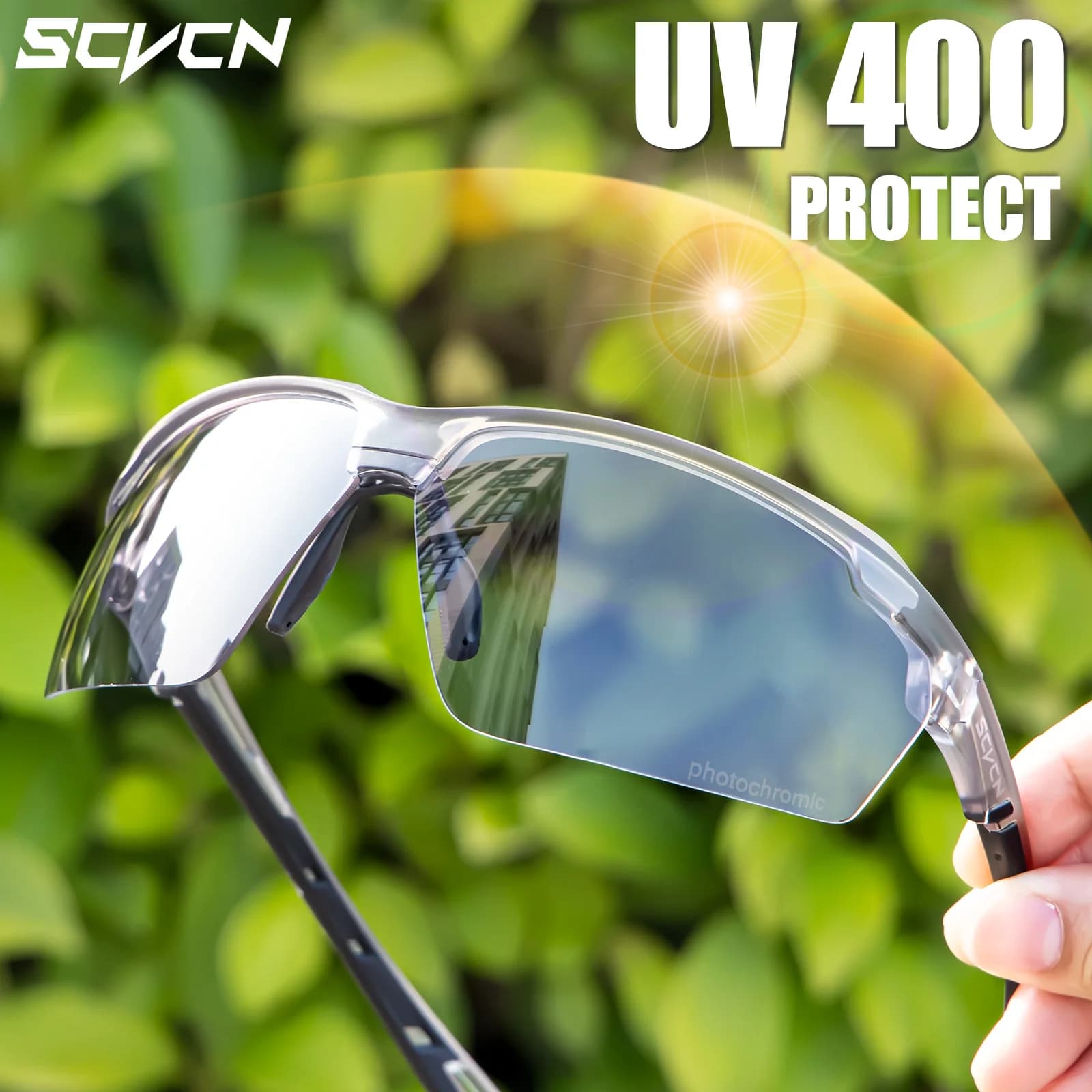 Lunettes de vélo photochromiques SCVCN pour pêche - Protection UV400, anti-choc, idéales running et airsoft