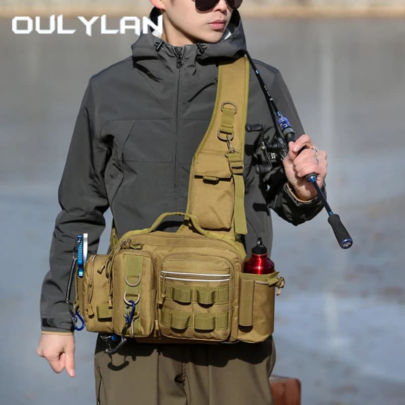 Sac bandoulière tactique camouflage pour pêche - Rangement leurres et lignes outdoor homme