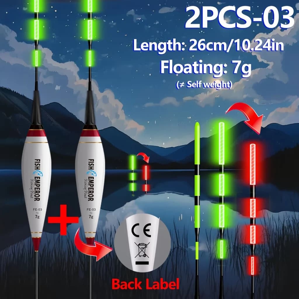 Float lumineux électronique 2 pièces couleur changeante pour pêche de la carpe et pêche au rock en Europe