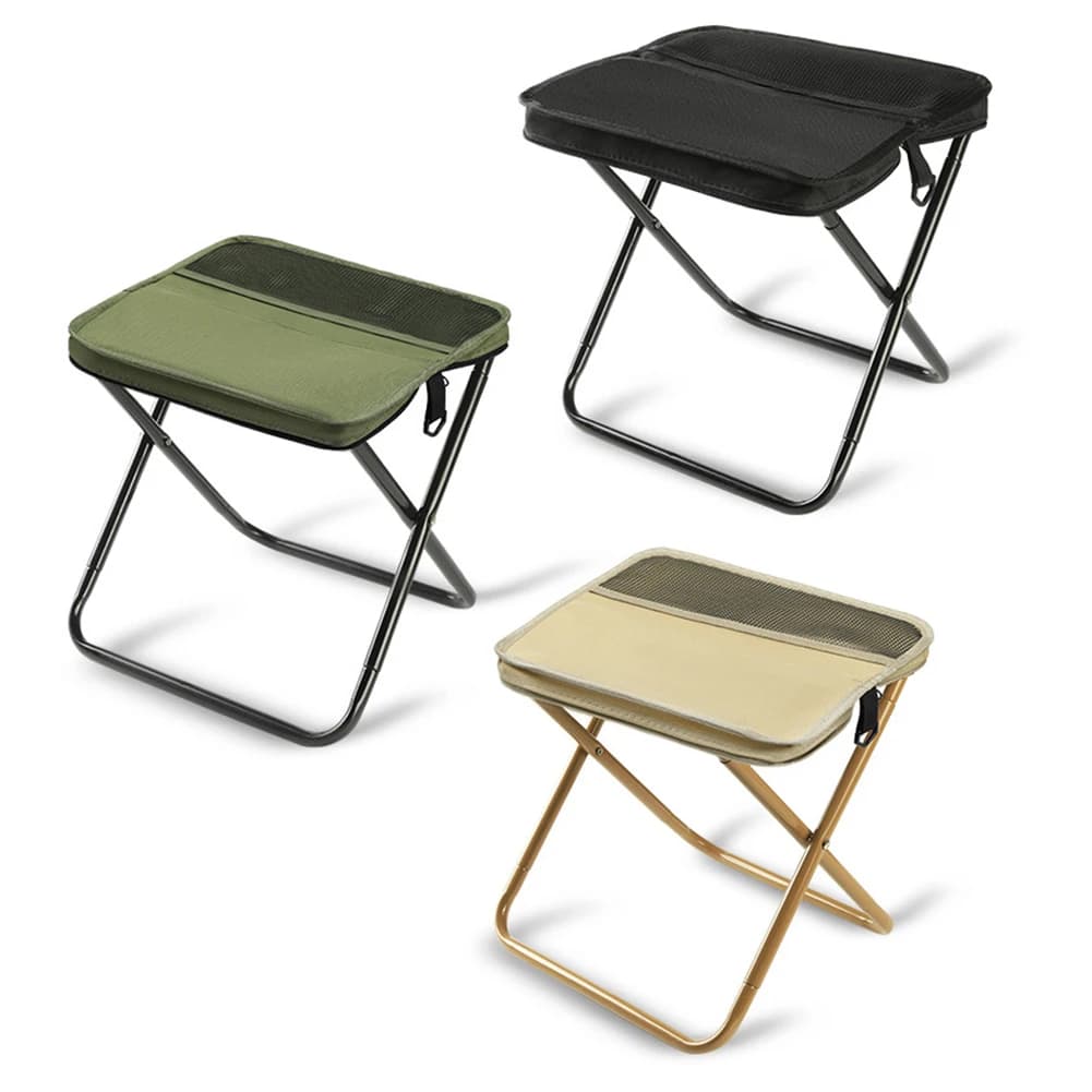 Tabouret de pêche pliant avec sac filet intégré - Léger et compact pour le stockage