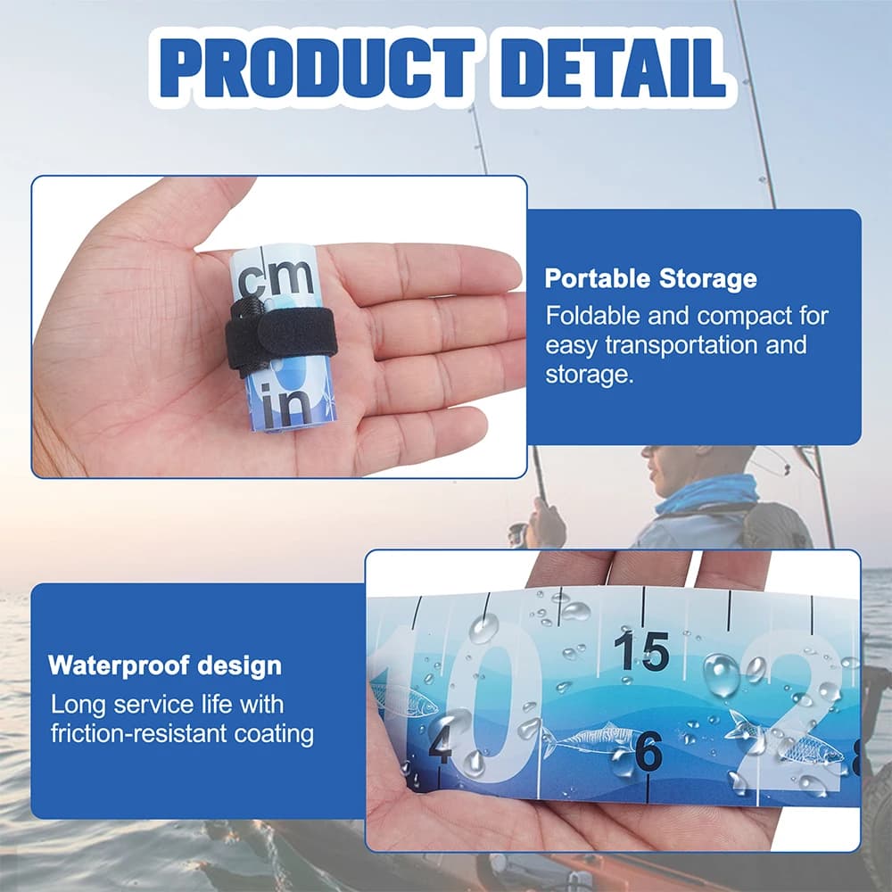 Règle à mesurer les poissons étanche 90cm shaddock - Mètre ruban pliable et sticker pour kayak, glacière, bateau