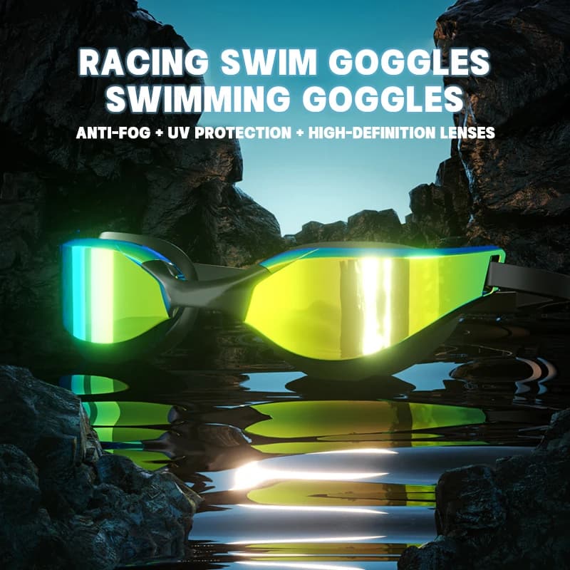 Lunettes de natation compétition adultes haute définition étanches anti-buée grand angle réglables