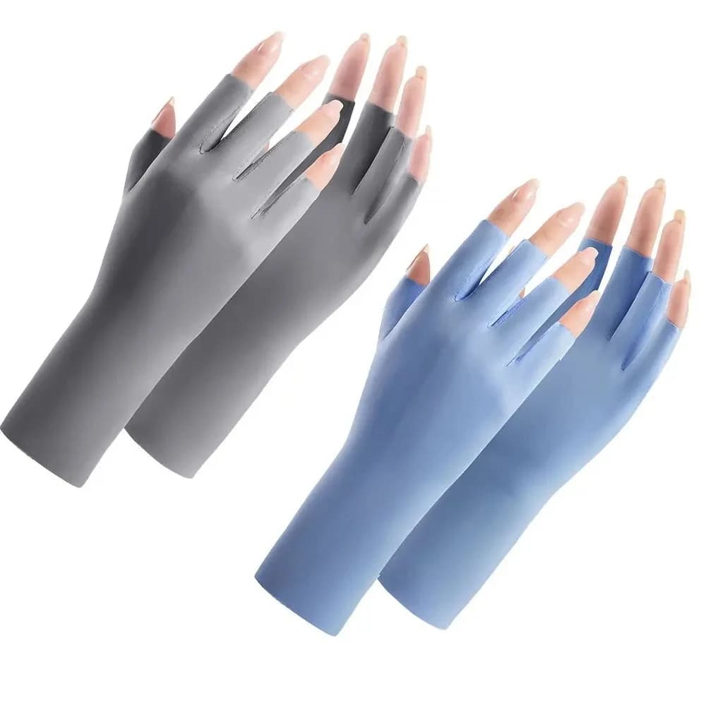 Gants doigts libres femme été protection UV multicolores conduite écran tactile