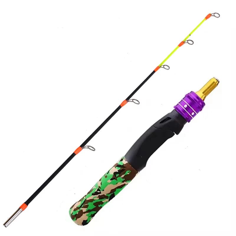 Canne à pêche hiver carbone 61cm pour glace et rafting - Enfant, crevettes, carpe, pêche hivernale