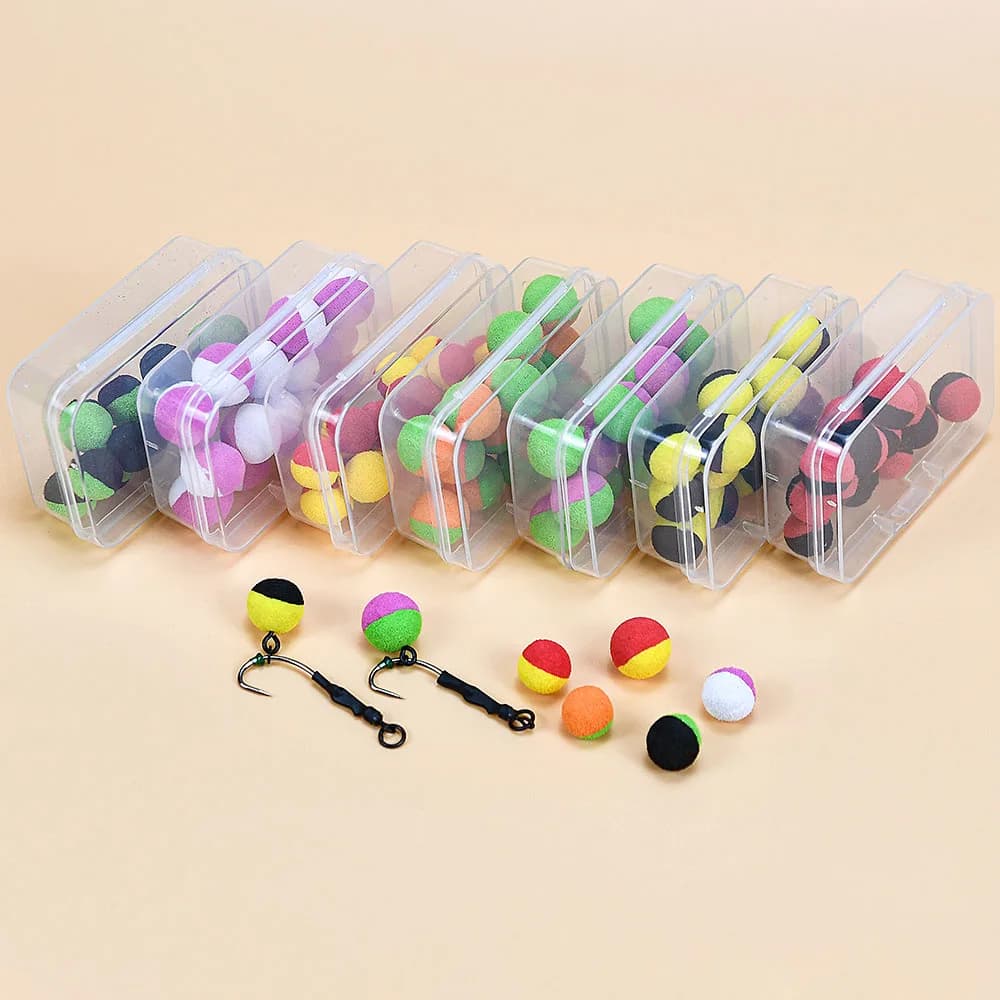 Bouillettes flottantes mousse 14 pièces 10-12mm - Appâts pêche carpe méthode feeder hair rig
