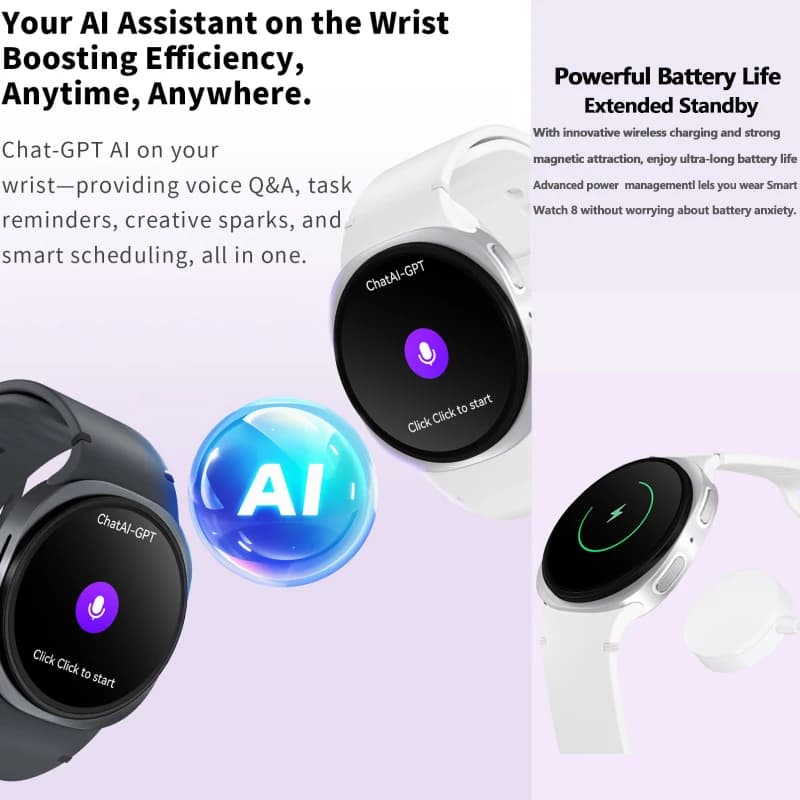 Montre connectée 8 Mini 2025 GPS AMOLED étanche - Smartwatch santé sport appels Bluetooth pour hommes femmes