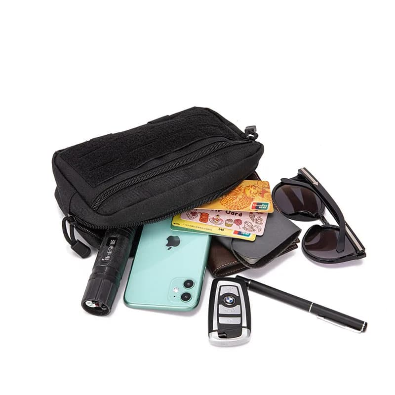 Pochette tactique MOLLE pour pêche - Sac ceinture multifonction pour équipement de pêche d'urgence