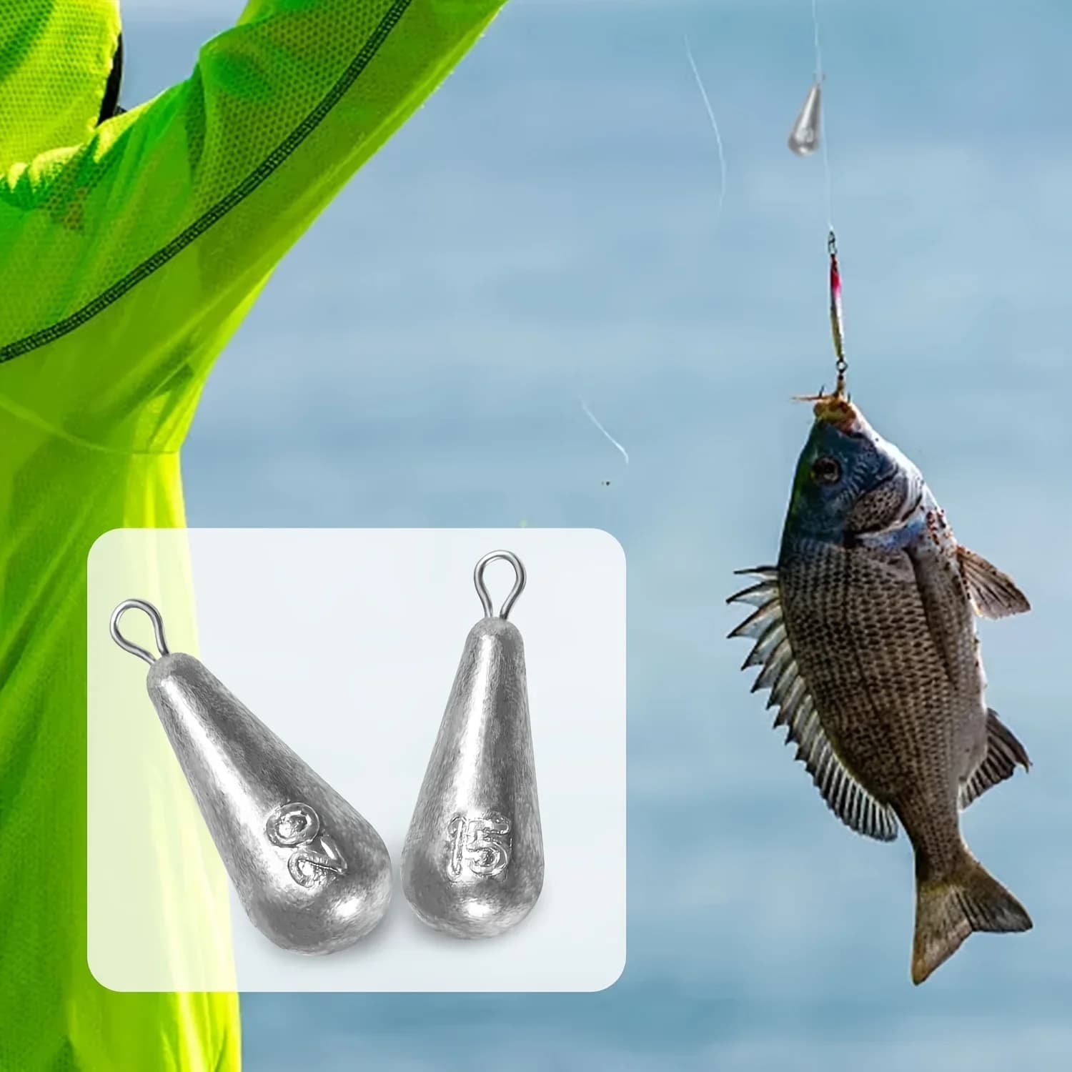 Plombs de pêche goutte 10 tailles pour drop shot et casting en eau douce et mer