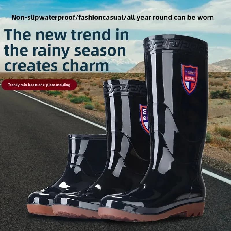 Bottes travail hautes tubes hommes résistance acides-bases chaussures eau protection pêche PVC