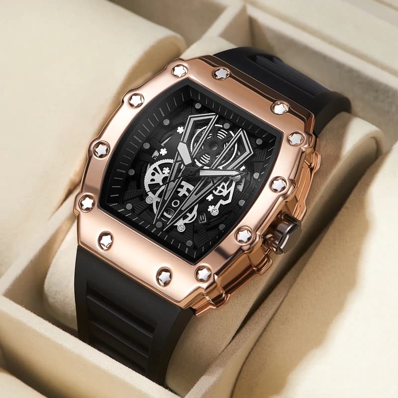Montre homme grand cadran quartz étanche - Montre sport carrée lumineuse style commerce extérieur