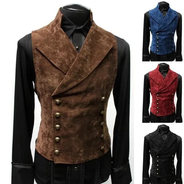 Veste en suédine style coréen pour homme col montant double boutonnage automne hiver