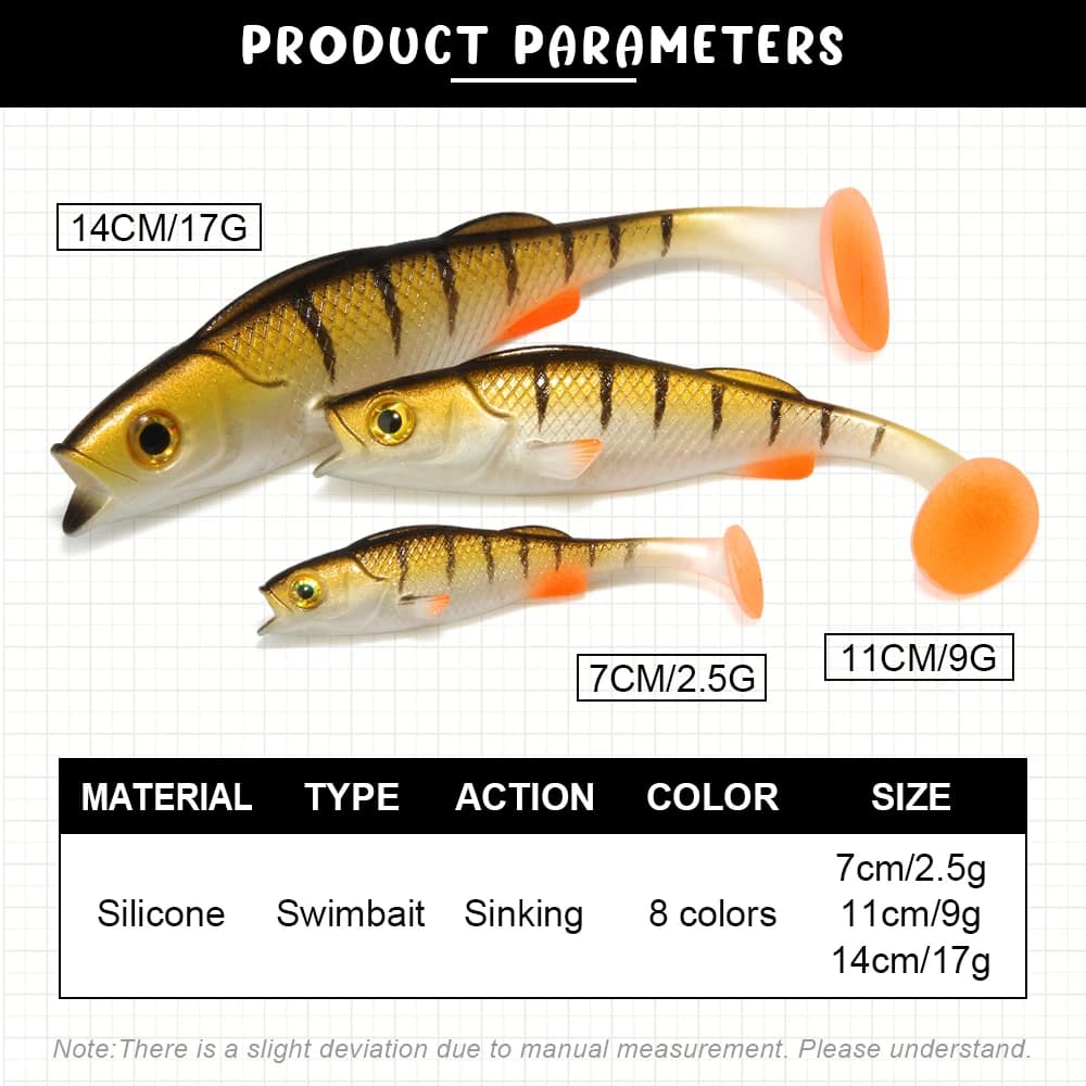 Leurre Souple Spinpoler Vigour Perch Shad 7cm 11cm 14cm pour Leurrer Sandre Brochet et Perche