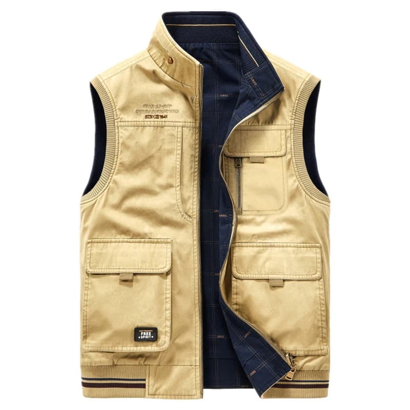 Veste de pêche homme 8XL hiver automne coton multi-poches militaire sans manches double face plus size
