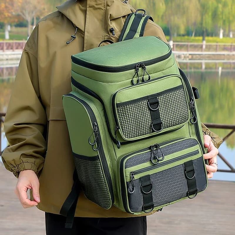 Sac de pêche 50L avec porte-cannes sac poitrine organisation leurres rangement sac à dos camping randonnée