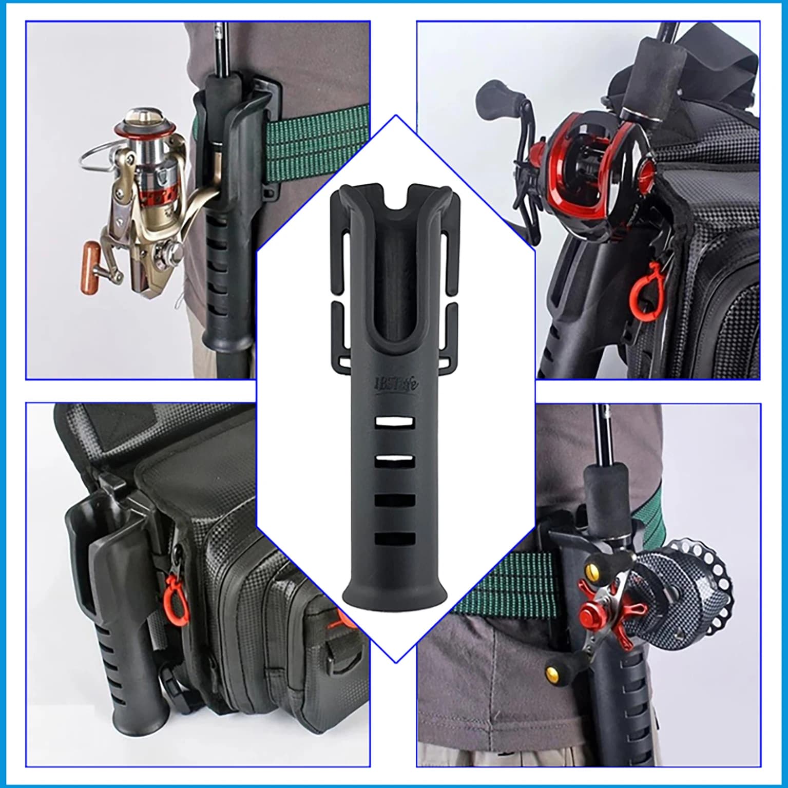 Ceinture porte-canne en nylon multifonction avec insert rapide pour pêche nomade et déplacement
