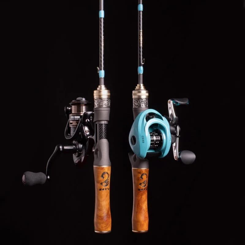 Canne à pêche ultra-légère carbone 1.5-9g pour truite - Manche bois - Spinning/Casting - Ligne 3-6LB