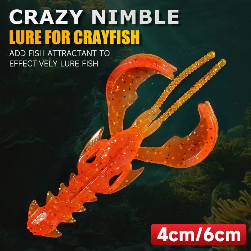 Leurres souples Supercontinent Crazy Lures 65mm 40mm crevette écrevisse - Lot économique pour pêche multi-espèces