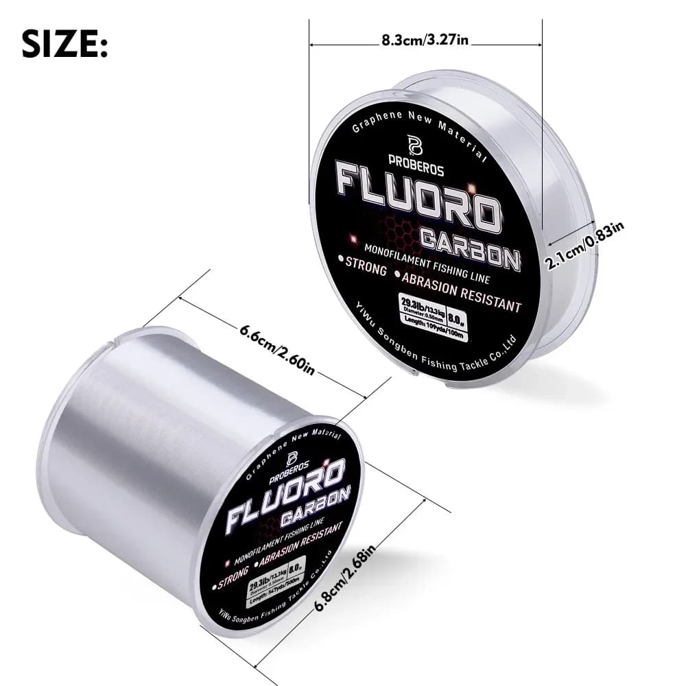 FluoroCarbone Haute Résistance à l'Abrasion 500M 300M 100M Ligne de Pêche Monofilament Anti-Curl Revêtement Fibre de Carbone