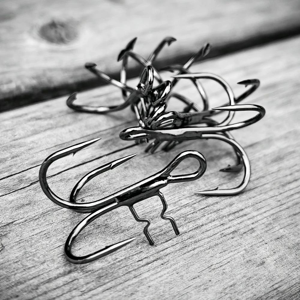Hameçons triples Spinpoler T-shaped soudés pointes nickel noir pour leurres shad 6 pièces