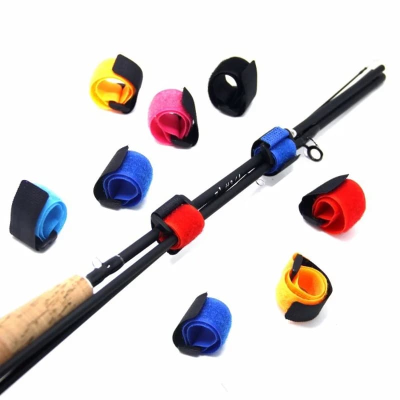 10 sangles réutilisables pour fixation canne à pêche : attaches réglables pour transport et rangement