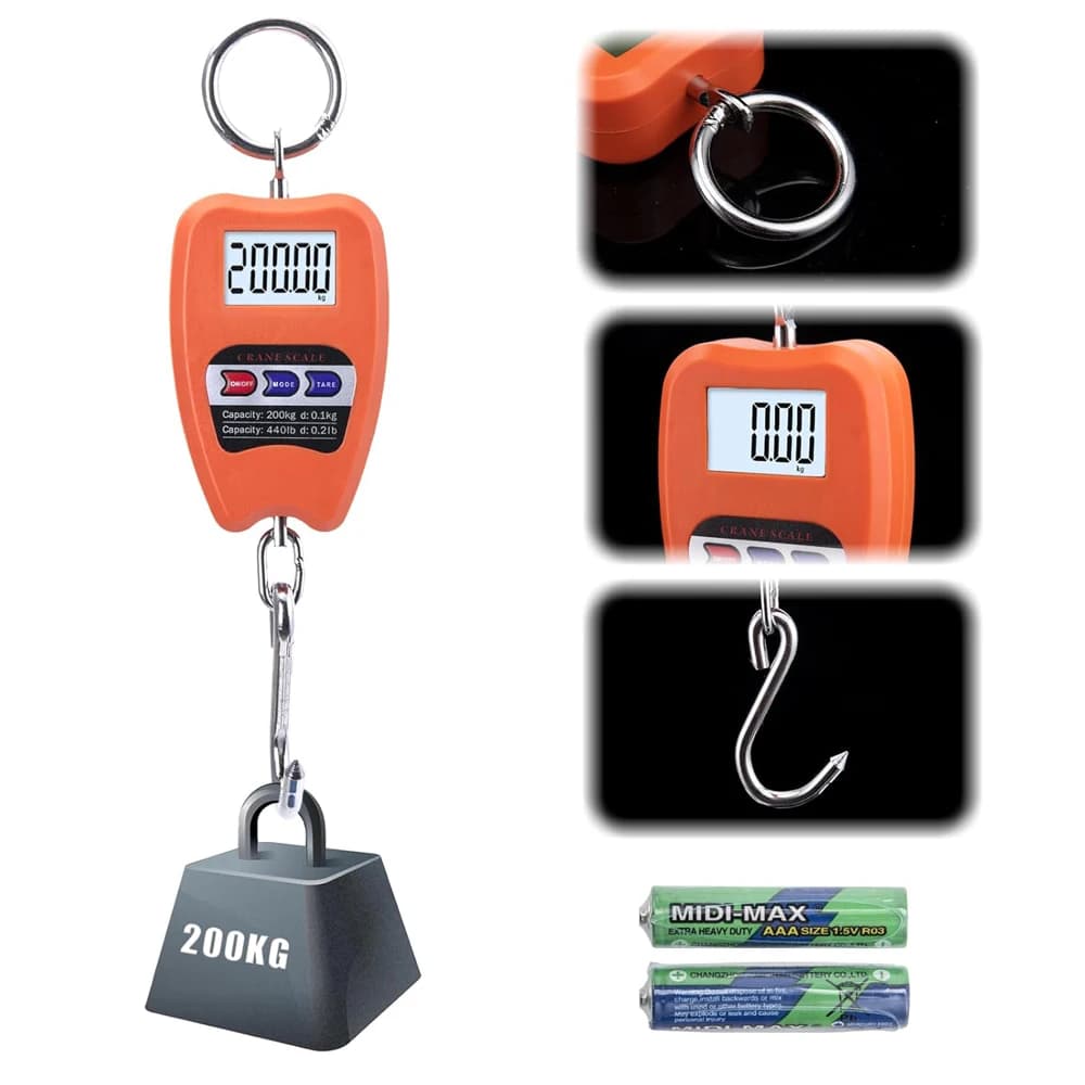 Balance digitale suspendue 200kg écran LED pour peser gros poissons et équipements de pêche
