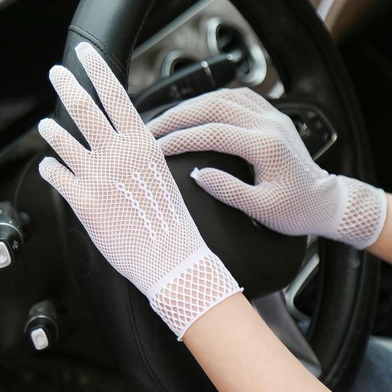 Gants filet élégants pour femme - Style dentelle noir et blanc protection mains mode pêche féminine