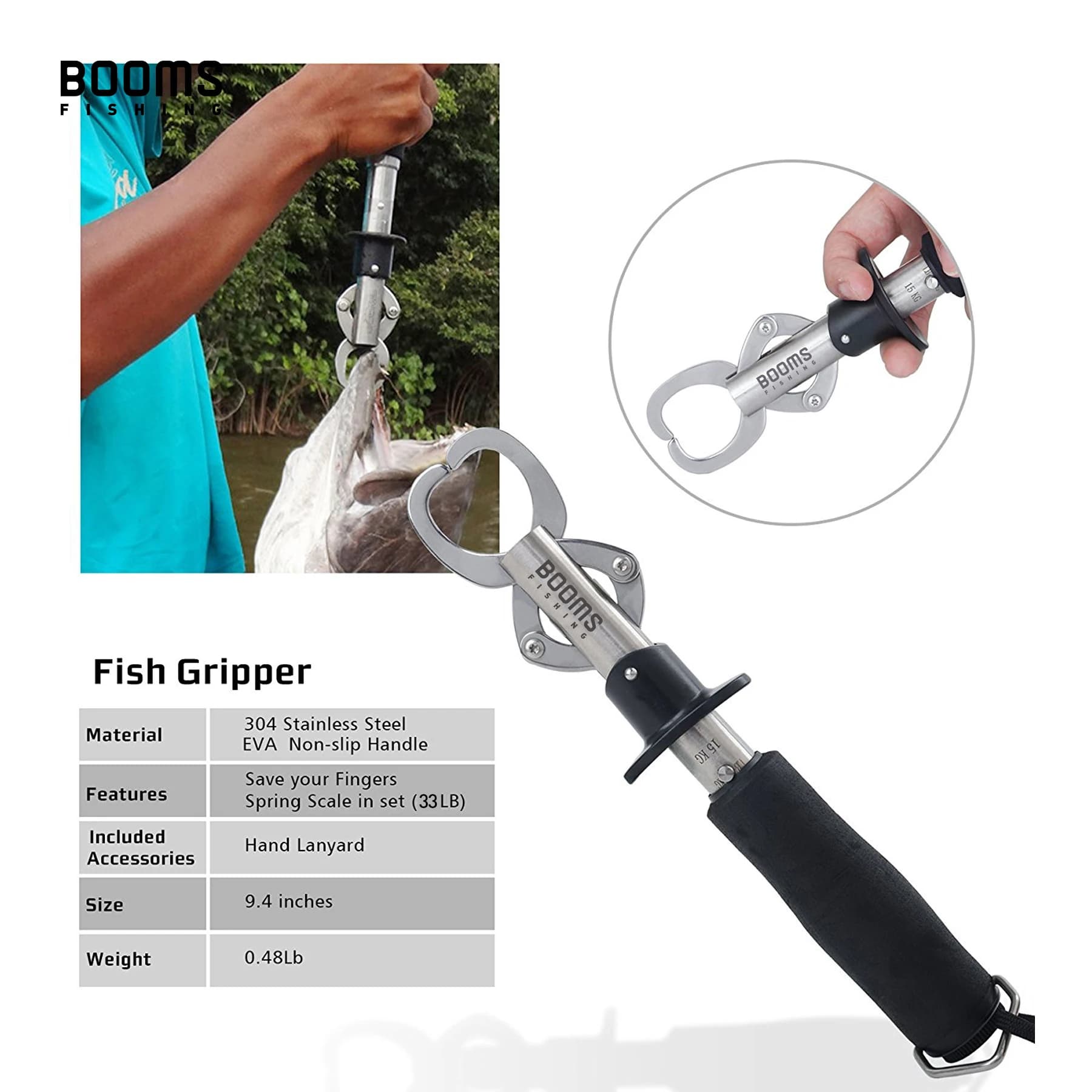 Pince à poisson Booms Fishing G01 avec balance intégrée - Modèle grand format pour prises importantes