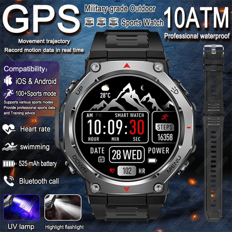 T-Rex 3 smartwatch militaire étanche 5 ATM avec GPS et suivi d'activité - Montre sport outdoor
