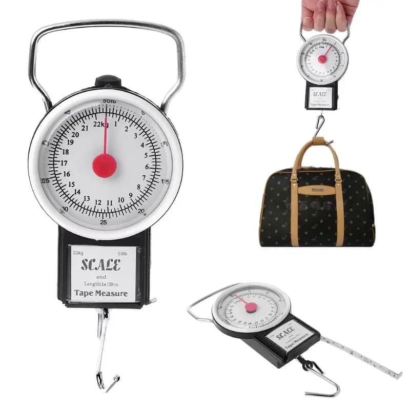 Balance suspendue portable 22kg/50lb pour pêche - Pèse-poissons avec mètre ruban et crochet robuste